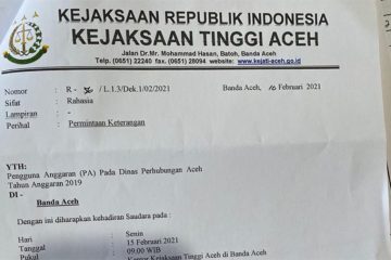 Kejati Aceh Periksa Kadis Perhubungan Terkait Dugaan Korupsi