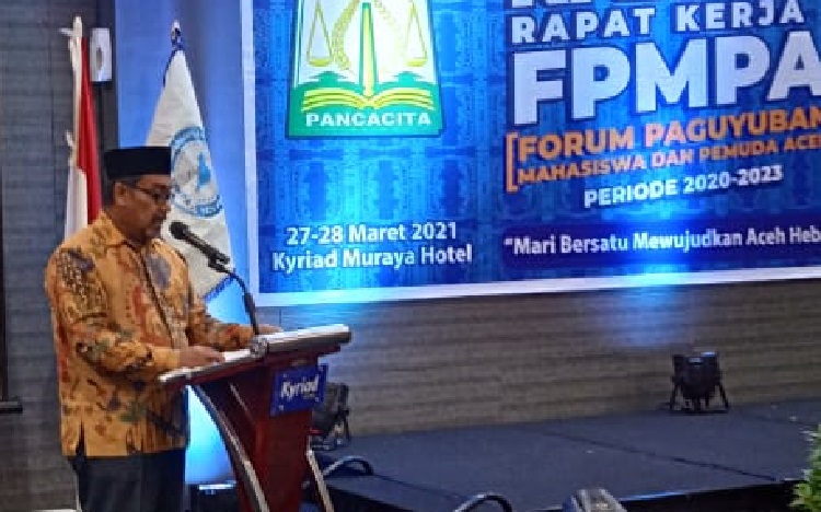 Staf Ahli Bidang Pemerintahan dan Politik  Pemerintah Aceh, Kamaruddin Andalah membuka Rapat Kerja Forum Paguyuban Mahasiswa dan Pemuda Aceh, Jum'at (27/3/2021) malam.