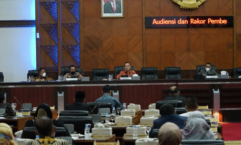 Komisi Pemberantasan Korupsi Republik Indonesia (KPK-RI) Audiensi dan Koordinasi dengan Dewan Perwakilan Rakyat Aceh (DPRA), Jum'at (26/3/2021).