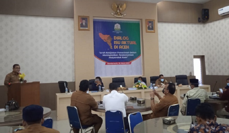 Badan Kesbangpol Aceh, menggelar dialog membahas isu-isu aktual di Aceh. Selasa (30/3/2021)
