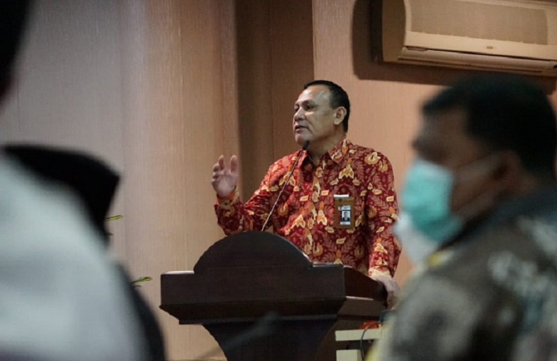 Ketua Komisi Pemberantasan Korupsi (KPK) Firli Bahuri dalam rapat koordinasi program pemberantasan korupsi terintegrasi, bertempat di Auditorium Kantor Gubernur Aceh, Jumat, (26/3/2021).