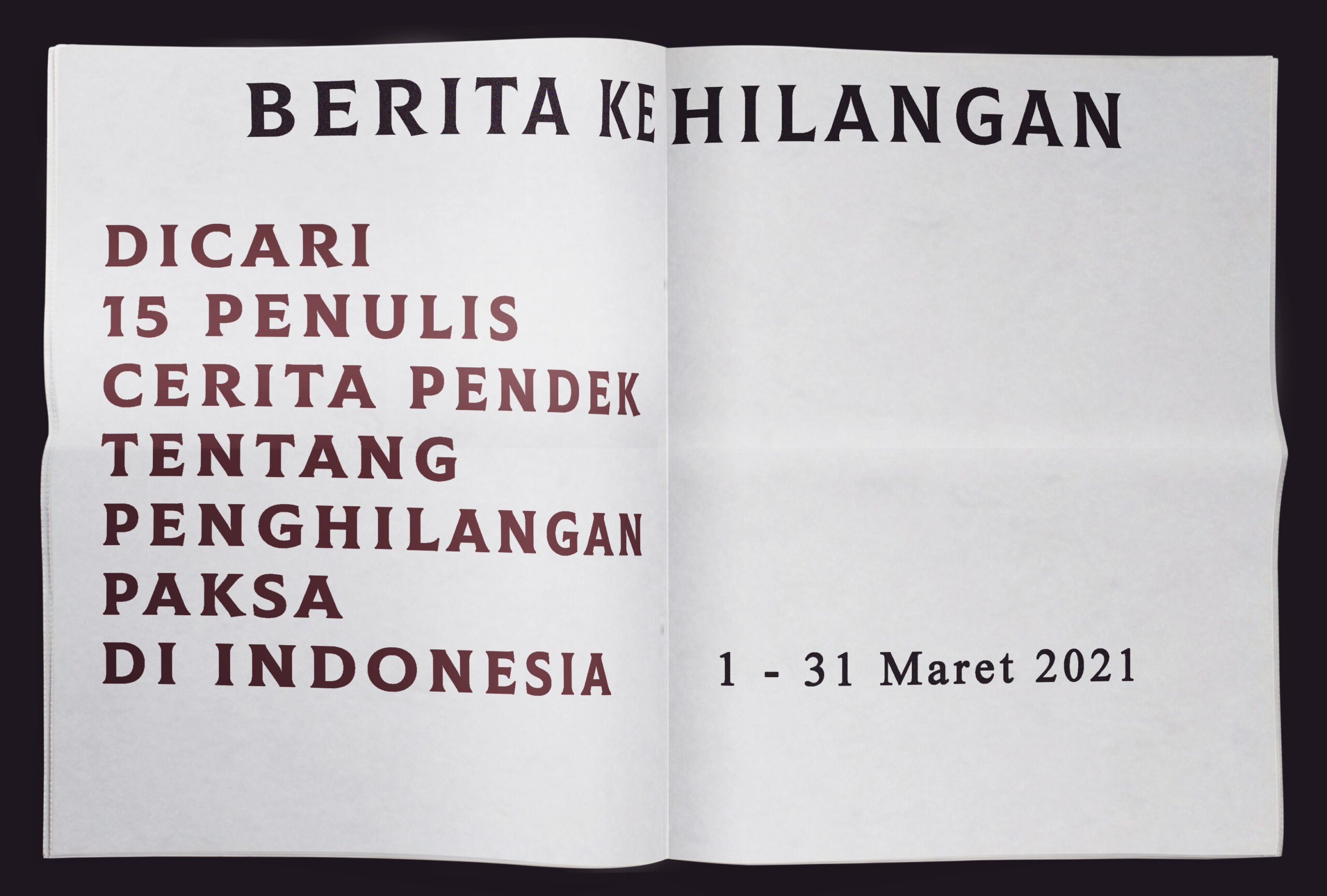 Brosur Lomba Menulis Cerpen Penghilangan Paksa yang Diselenggarakan KontraS