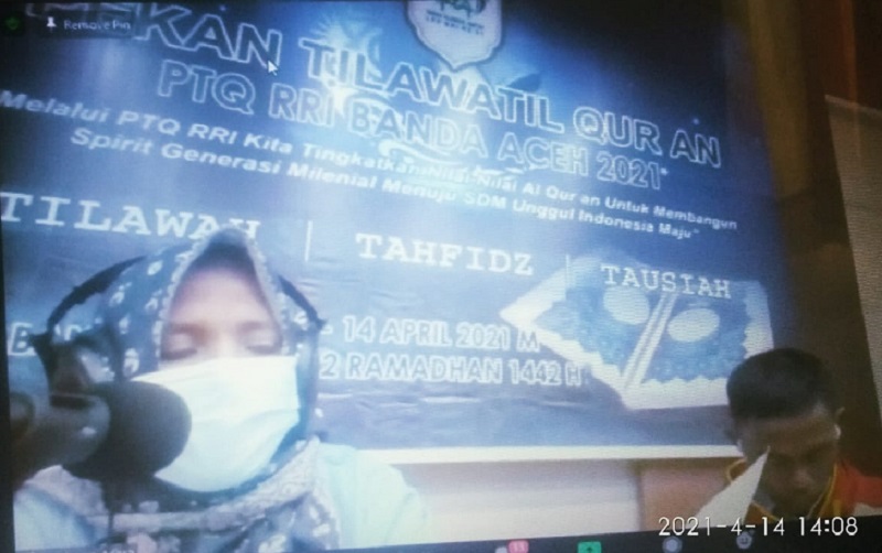 Pelaksanaan Pekan Tilawatil Qur'aan (PTQ) Radio Republik Indonesia (RRI) Banda Aceh digelar secara daring, Rabu (13/4/2021).