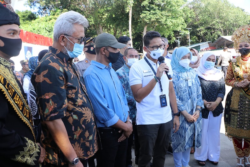 Menteri Pariwisata dan Ekonomi Kreatif (Menparkraf) Sandiaga Uno kunjungi Kilometer Nol Sabang. Sabtu (1/5/2021) Foto. Dok. Istimewa