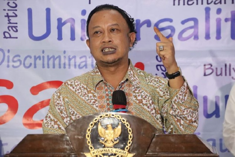 Komisioner Komnas HAM, Choirul Anam dalam konferensi pers terkait perkembangan penyelidikan penyelenggaraan Tes Wawasan Kebangsaan (TWK) pada pegawai KPK di Kantor Komnas HAM, Jakarta, Rabu (9/6/2021). (Dokumen Komnas HAM )