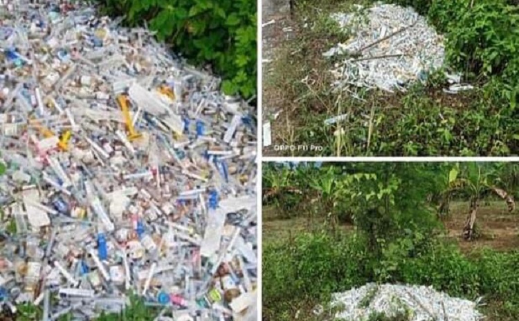 Nukilan.id - Limbah medis dibuang sembarangan oleh orang tak dikenal di pinggir jalan di Desa Bambel, Kecamatan Bambel Kabupaten Aceh Tenggara, Minggu (13/06/2021). (Foto: facebook)