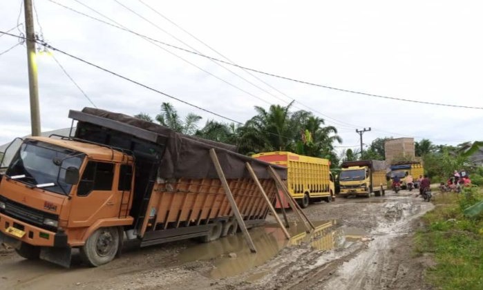 Penampakan salah satu titik jalan Peureulak-Lokop-Batas Gayo Lues yang rusak parah (Foto: beritamerdeka.net)