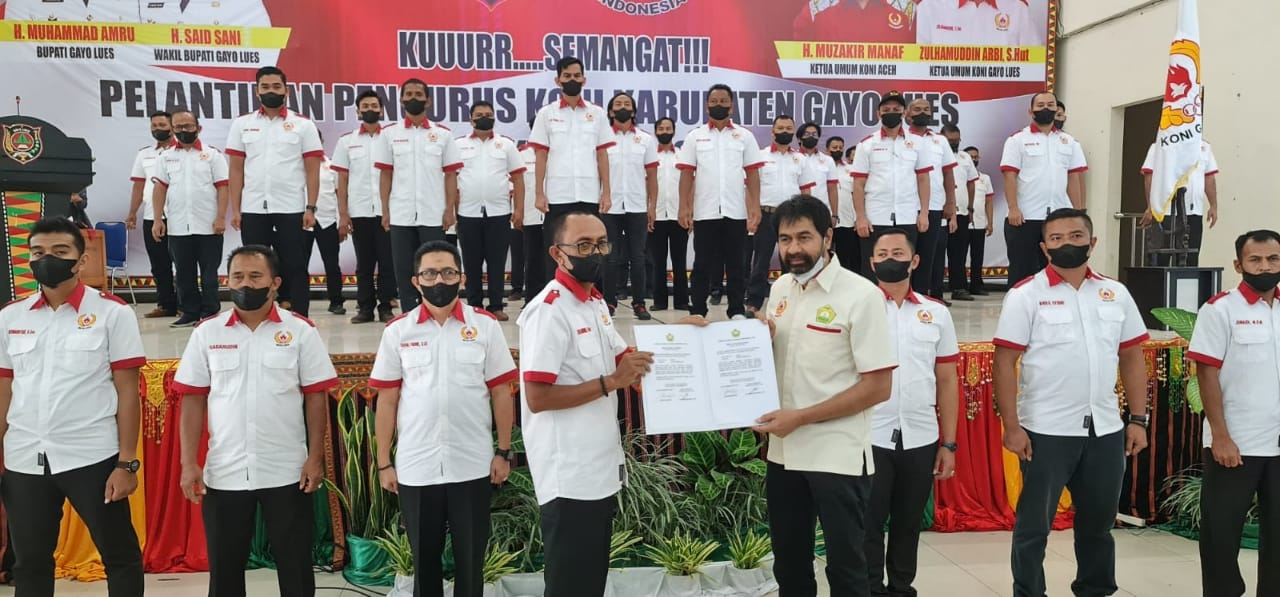 Ketua KONI Aceh Lantik Pengurus Gayo Lues Masa Bakti 2021-2025