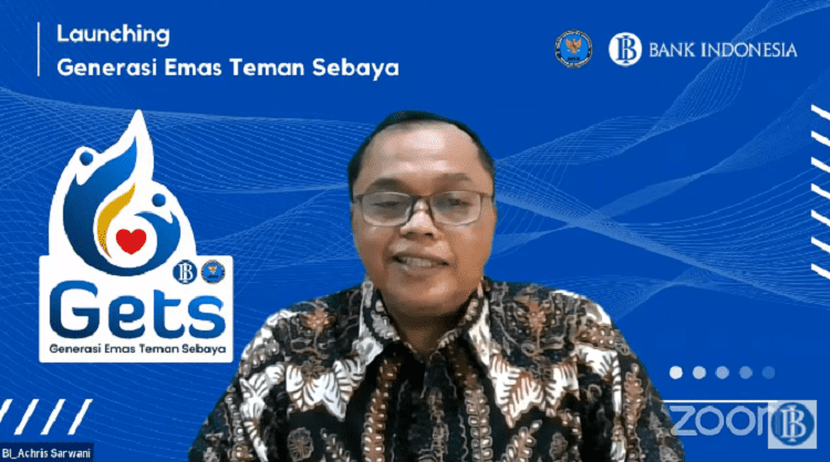 Kepala Perwakilan Bank Indonesia Provinsi Aceh, Achris Sarwani saat memberi sambutan secara daring dalam acara launching GETS di Lhokseumawe. (Foto: Tangkapan layar)