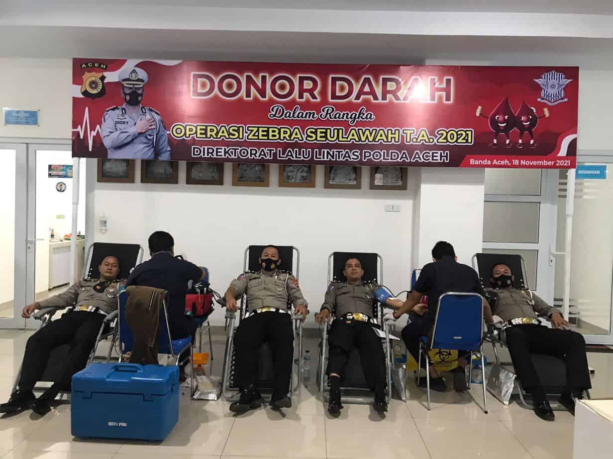 Ditlantas Polda Aceh Sumbang 69 Kantong Darah ke PMI