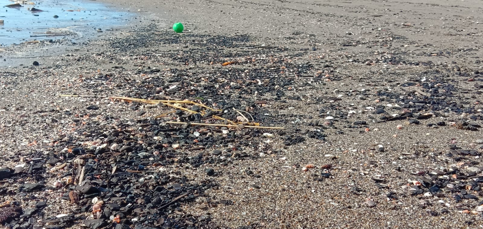 Pantai Ulee Lheue tercemar tumbahan batubara. (Foto: Ist)