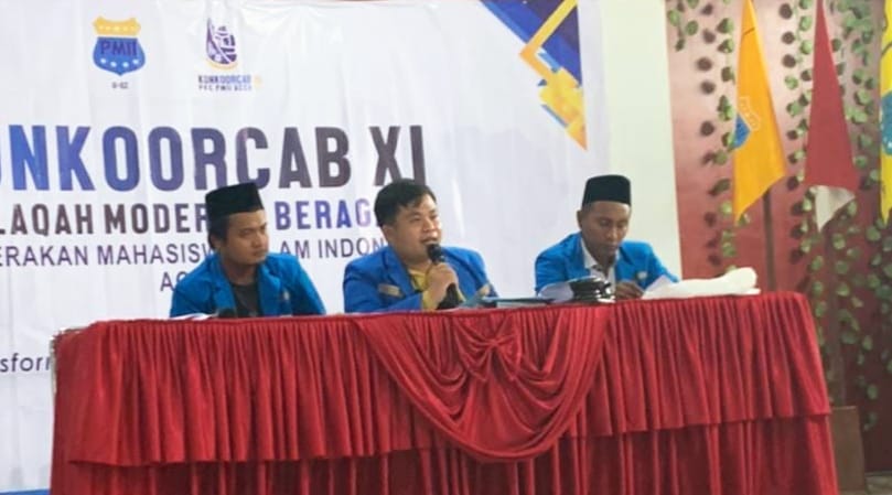 Pelaksanaan Konkoorcab XI PMII Aceh, Rabu (1/12/2021) di Hotel Sederhana Syariah, Kabupaten Aceh Tamiang. Foto: Dok. Ist