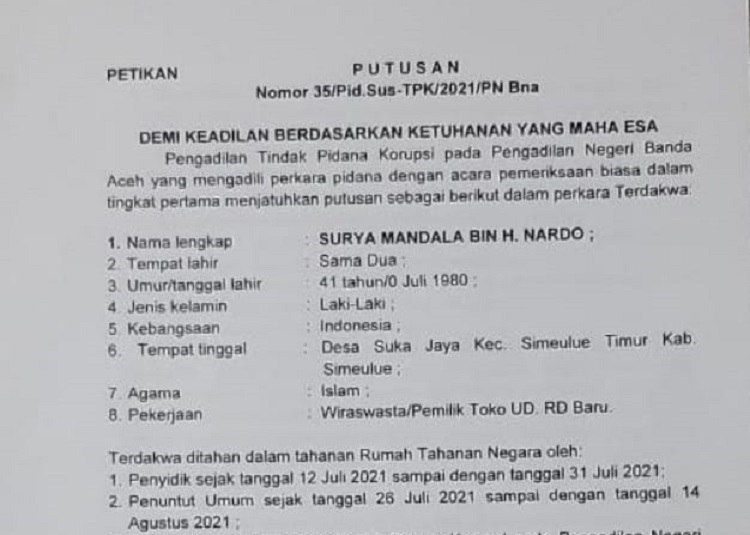Surat Putusan Pengadilan