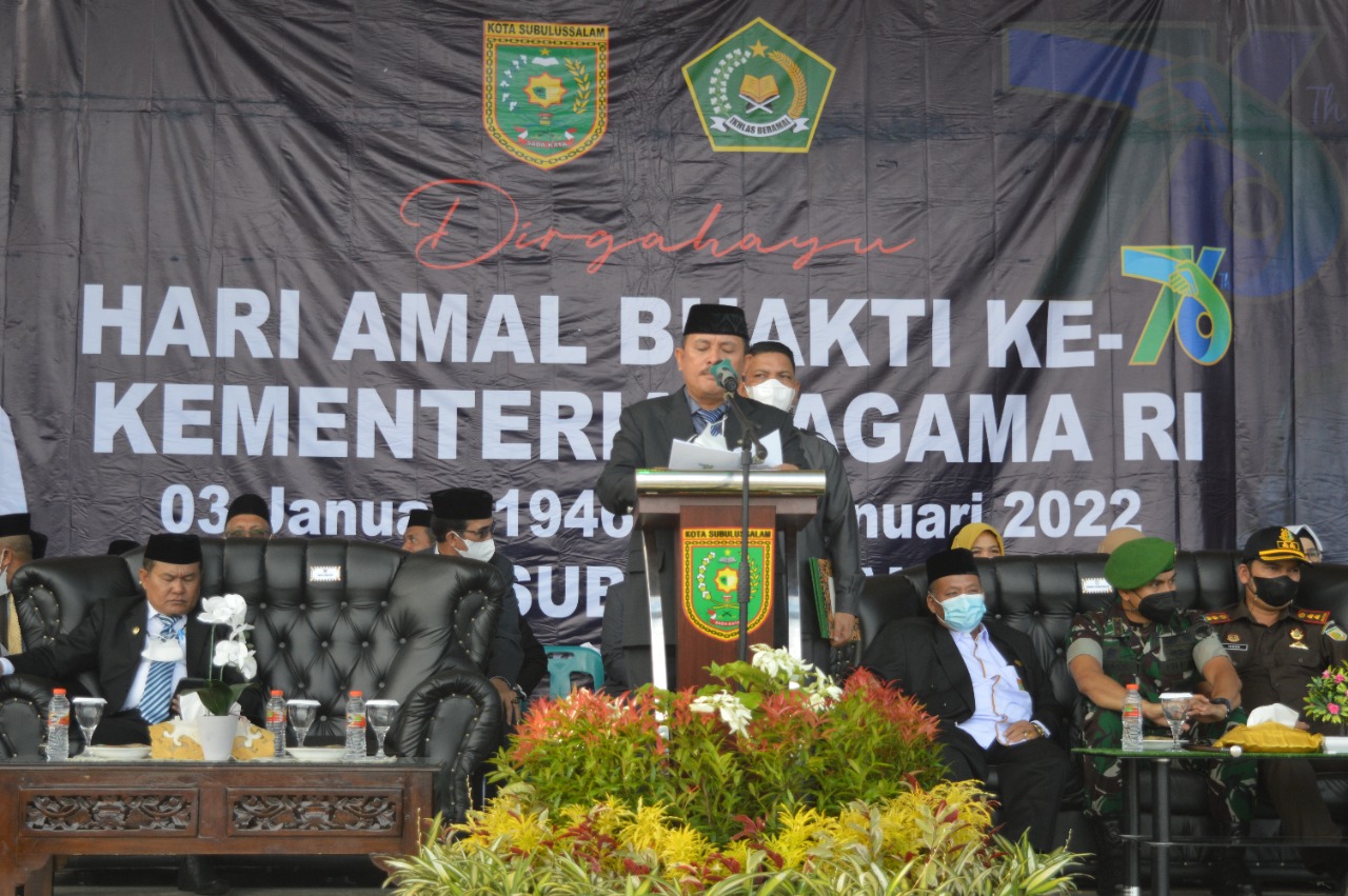 Walikota Subulussalam, H. Affan Alfian Bintang, S.E saat menjadi pembina upacara HAB ke-76. (Foto: Dok. Ist)