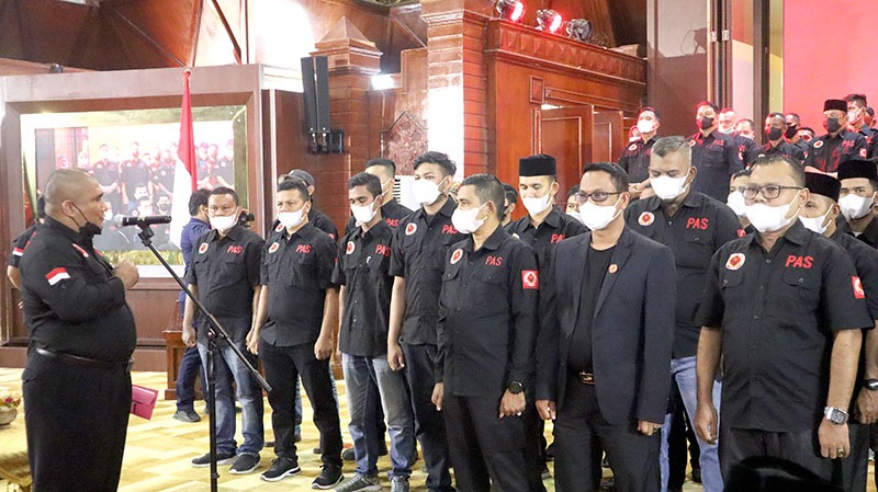 Ketua Umum DPP PAS, Akhyar Kamil saat melantik pengurus DPW dan DPD PAS Aceh masa bakti 2022-2025 di Anjong Mon Mata Banda Aceh, Sabtu (12/2/2022). Foto: Nukilan/MIR.
