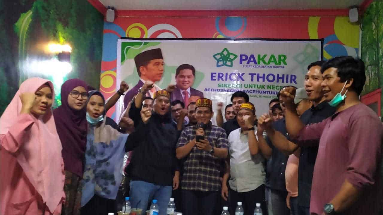 Majelis Pimpinan Wilayah Pusat Kedaulatan Rakyat (MPW-PAKAR) Aceh mendeklarasikan mendukung Erick Thohir maju sebagai calon Presiden RI pada Pilpres 2024. (Foto: Dok.Ist)