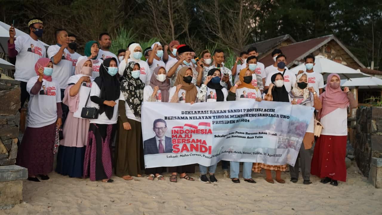 Rakan Sandi dan Nelayan Tirom Aceh Dukung Sandiaga Uno Jadi Calon Presiden 2024