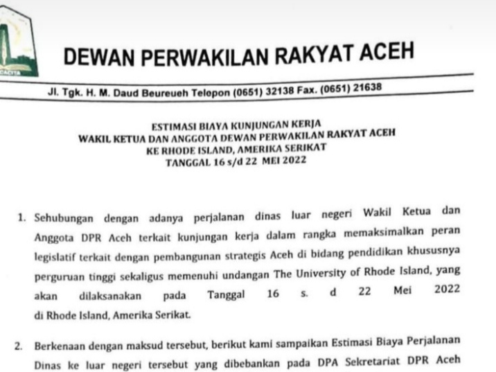 Kungker 4 DPRA dan Gubernur ke AS untuk Maksimalkan Peran Legislatif