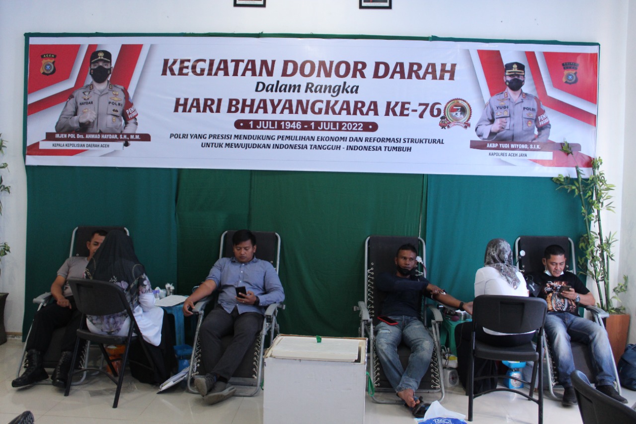 Polres Aceh Jaya gelar donor darah. (Foto: Dok.Ist)