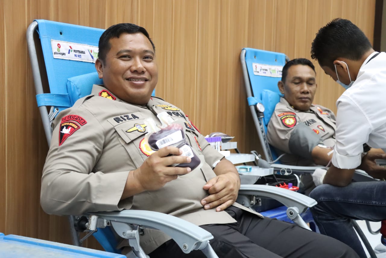 Sambut HUT Ke-76 Bhayangkara, Polres Aceh Utara Gelar Donor Darah.