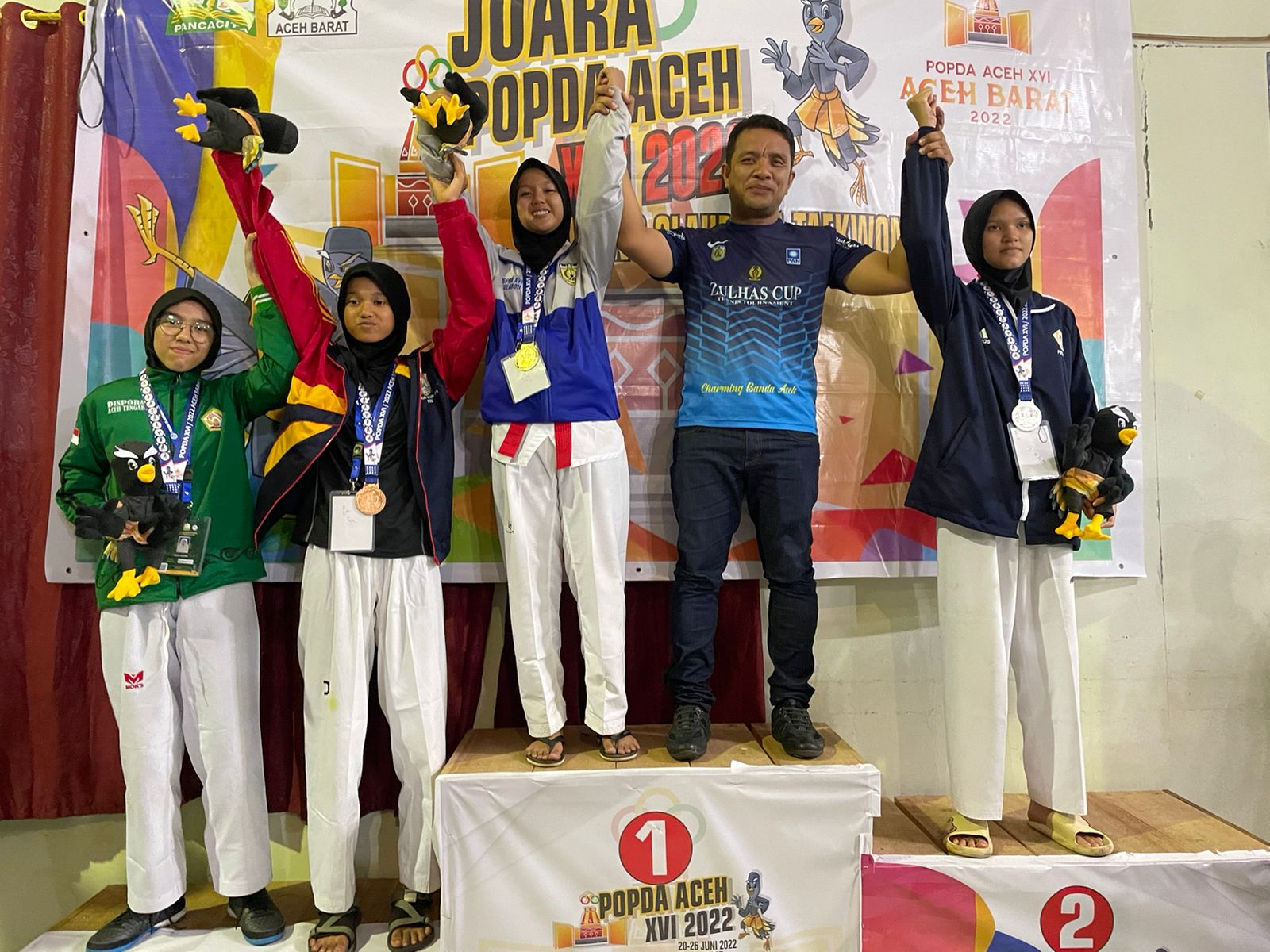 Cabor Taekwondo kembali sumbang mendali emas untuk Banda Aceh, kini total 15 mendali emas untuk kontingen Ibukota. (Foto: Dok. Dispora Banda Aceh)