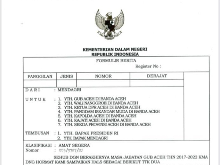 Besok Pj Gubernur Aceh Dilantik di Jakarta