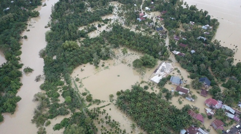 Lahan persawahan tergenang banjir di Kabupaten Aceh Utara, Aceh. (Foto: Ist)