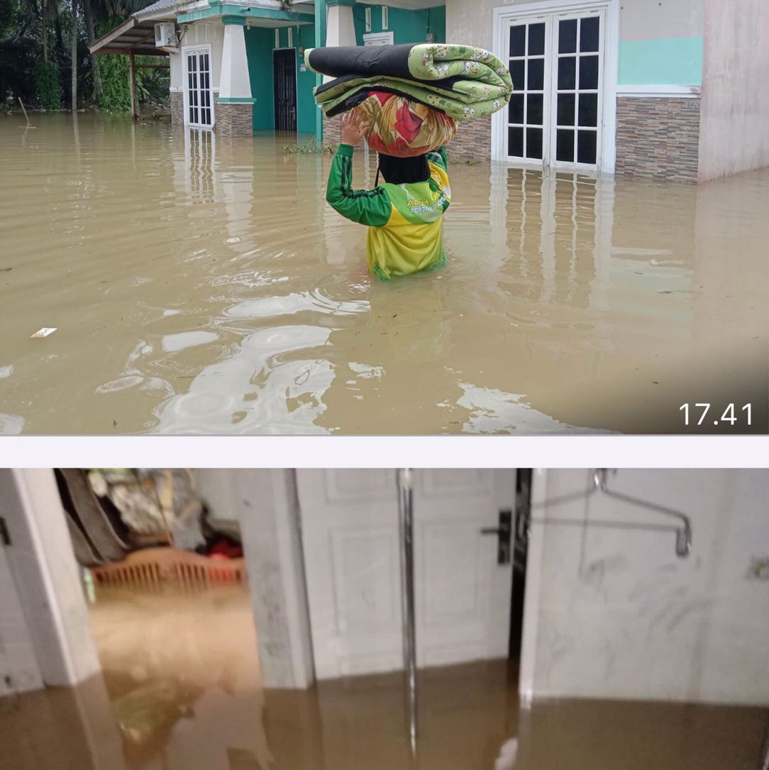 Rumah salah seorang wartawan di Aceh Tamiang yang jadi korban banjir. Foto direkam Jumat, 4 November 2022. (Dok KabarTamiang)