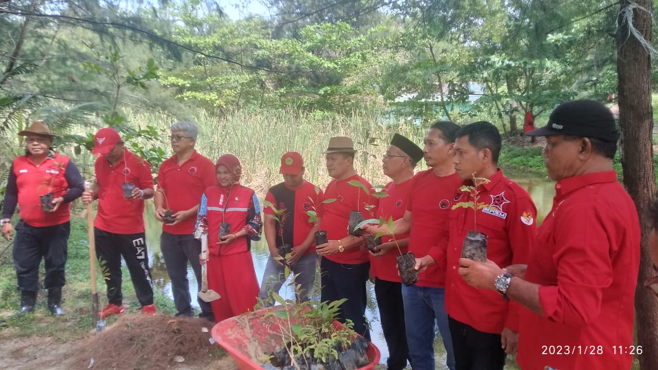PDIP Aceh Tanam Pohon dan Bersihkan Pantai Lhoknga Aceh Besar