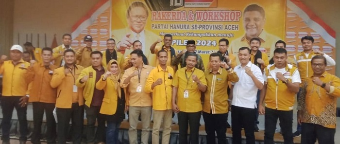 Rakerda dan Workshop Partai hanura See-Aceh di Langsa tahun 2023, Jum'at (10/3/2023). (Foto:Ist)