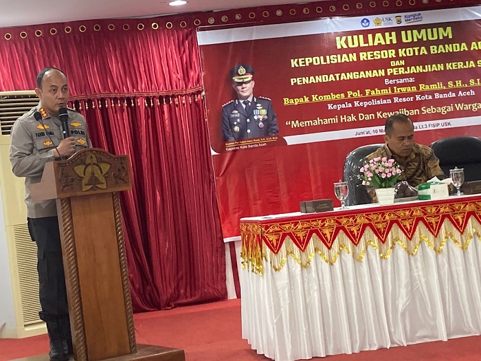 Kapolresta Banda Aceh Beri Kuliah Umum Mahasiswa Fisip USK. (Foto: Ist)