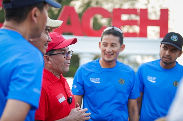Menteri Pariwisata dan Ekonomi Kreatif (Menparekraf), Sandiaga Salahuddin Uno berkunjung ke Banda Aceh pada Rabu, 12 April 2023. Kunjungan Menteri Sandiaga Uno bagian dari agenda Aceh Ramadhan Festival yang digelar Pemerintah Provinsi Aceh di Kota Banda Aceh. (Foto: Ist)