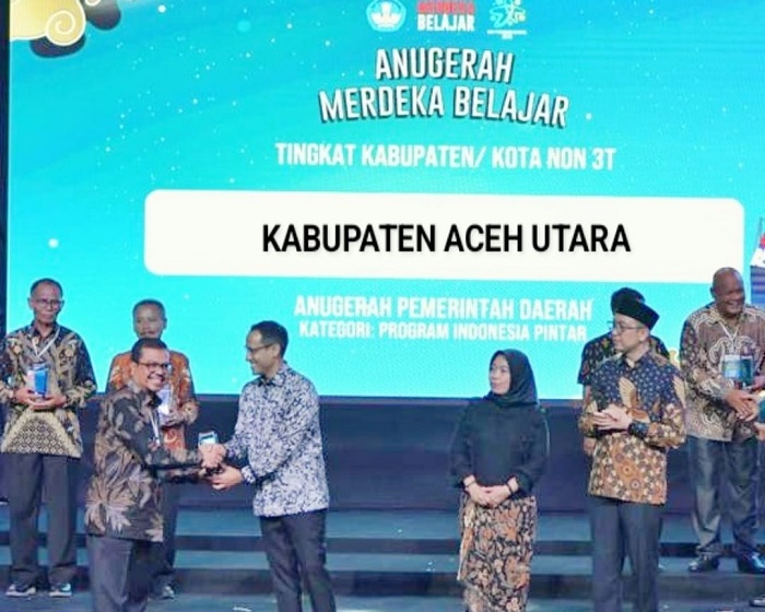 Kabupaten Aceh Utara mendapatkan apresiasi tinggi dari Kementerian Pendidikan, Kebudayaan, Riset, dan Teknologi (Kemendikbudristek) sebagai Pemerintah Daerah Transformatif Tingkat Kabupaten/Kota Non 3T, Senin (29/5/2023). (Foto: Ist)