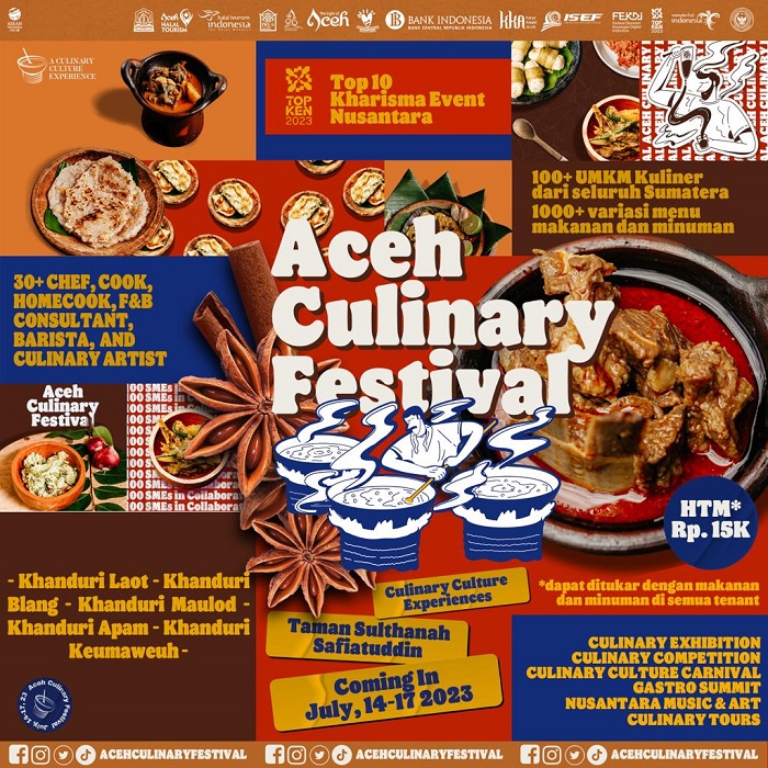 Mengangkat tema Culinary Culture Experience”, Aceh Culinary Festival kembali digelar, tepatnya di tanggal 14-17 Juli 2023. (Foto: Ist)