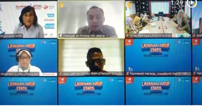 Tangkapan layar saat tim Dinas Perpustakaan dan Kearsipan Kabupaten Aceh Besar mengikuti Rapat Koordinasi Nasional secara virtual di Kantor Dinas Perpusip Aceh Besar, Kota Jantho, Senin (10/7/2023). (Foto: Ist)