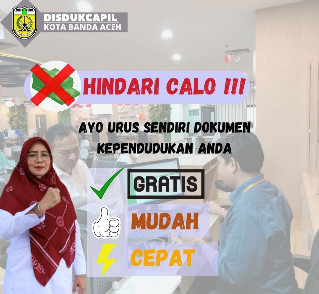 Disdukcapil Banda Aceh Imbau Warga Hindari Calo saat Urus KTP