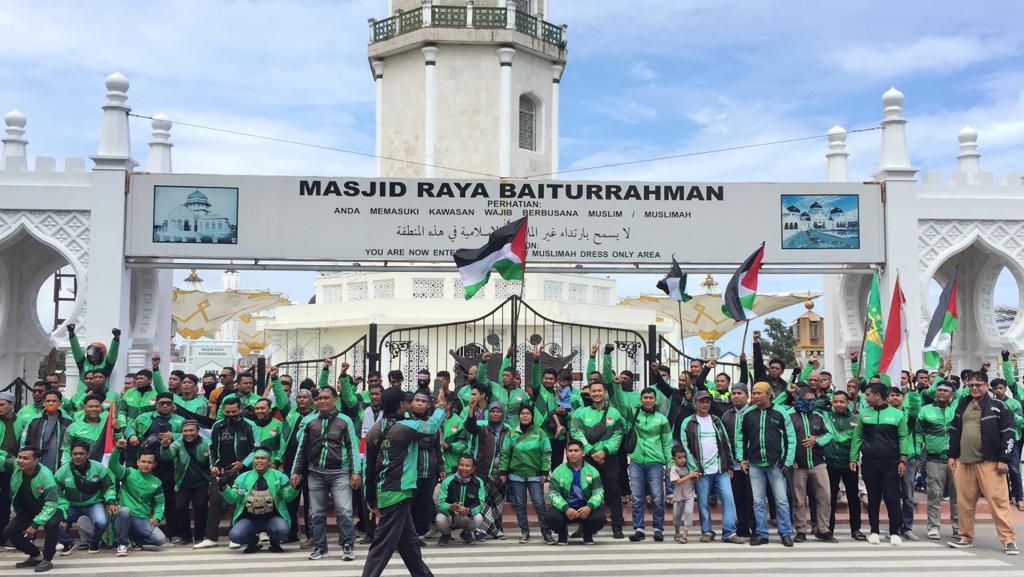 Ojek Online di Banda Aceh Gelar Aksi Solidaritas untuk Palestina