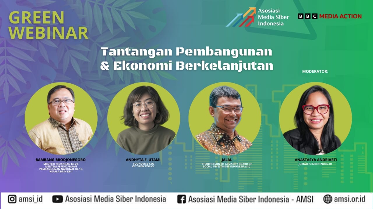 Poster acara “Green Webinar” dengan tema "Tantangan Pembangunan dan Ekonomi Berkelanjutan". (Foto: Dok. AMSI)