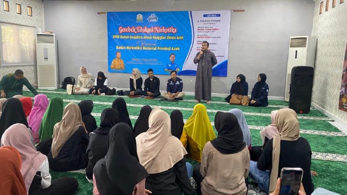 Suasana saat anak-anak di UPTD RSAN Dinsos Aceh diberikan edukasi narkotika. (Foto: Dok. Dinsos Aceh)