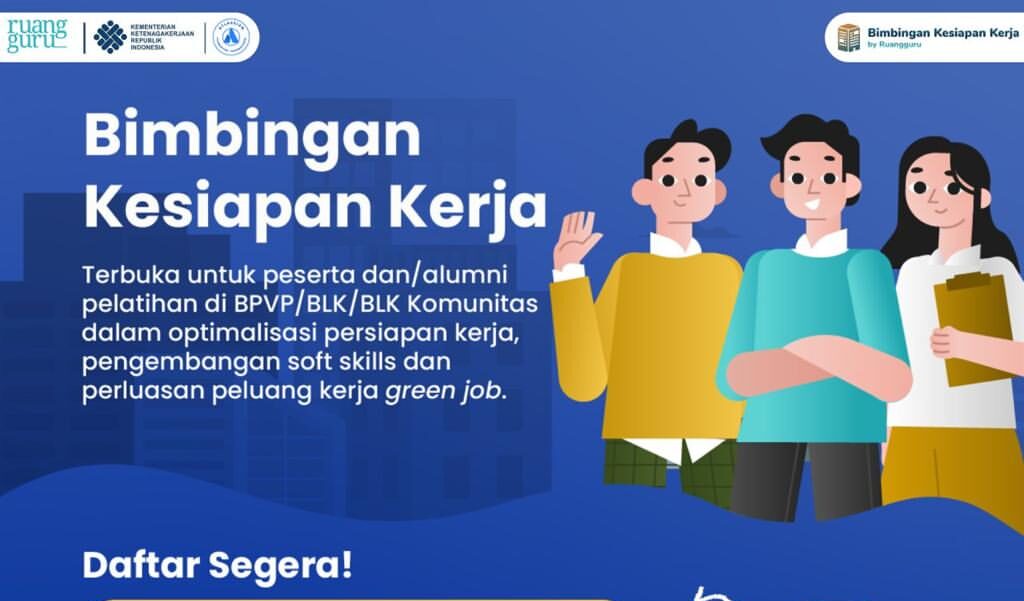 Flyer Bimbingan Kesiapan Kerja by Ruangguru. (Foto: IG BLK Banda Aceh)