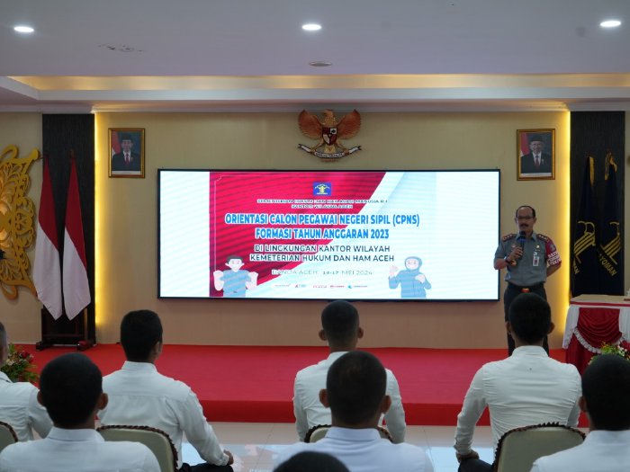 Kakanwil Kemenkumham Aceh Pesan kepada CPNS Baru Jaga Integritas dan Loyalitas. (Foto: Humas Aceh)