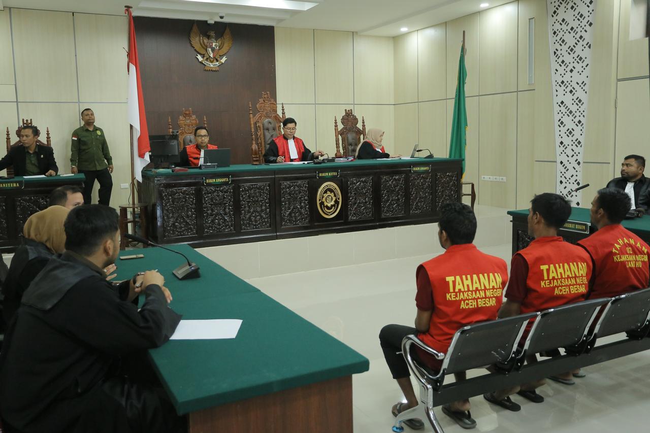 Sidang putusan terdakwa Penyelundupan Manusia di Pengadilan Negeri Jantho, Aceh Besar, pada Rabu 6 Juni 2024.