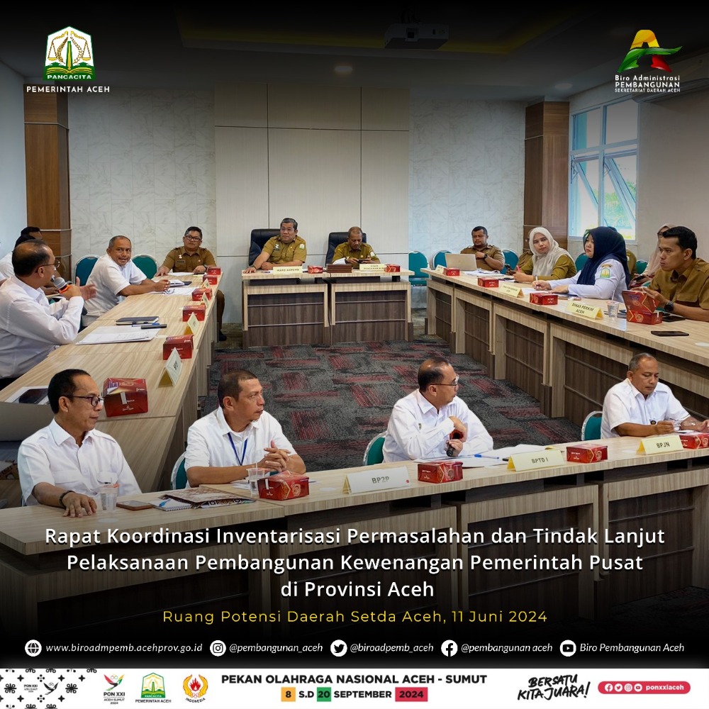 Pemerintah Aceh Gelar Pertemuan Bahas Pembangunan Kewenangan Pusat. (Foto: biroadmpemb.aceh)
