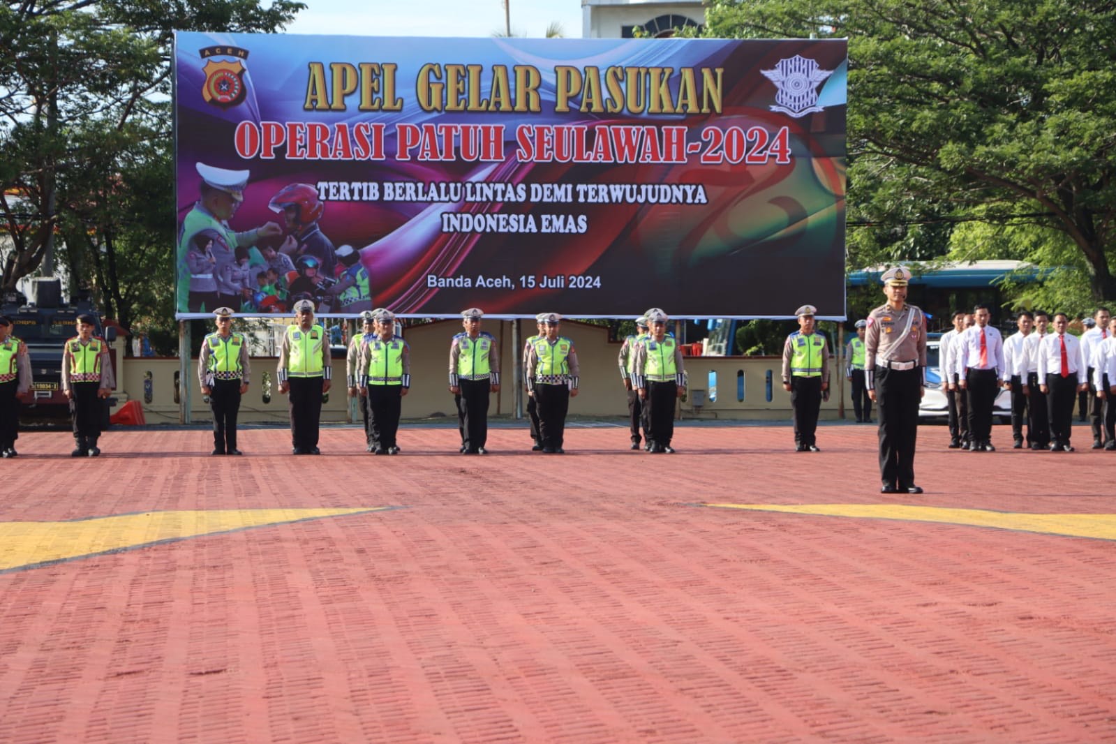 Apel Gelar Pasukan Operasi Patuh Seulawah tahun 2024 di Polda Aceh, Senin (15/7). (Foto: Dok Polda Aceh)