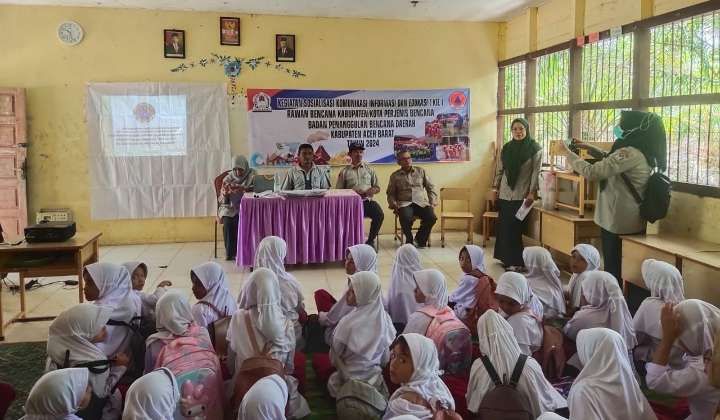 BPBD Aceh Barat Gelar Edukasi KIE Pelajar Sekolah di Sekolah SDN Seuneubok Teugoh (Foto: BPBD Aceh Barat)