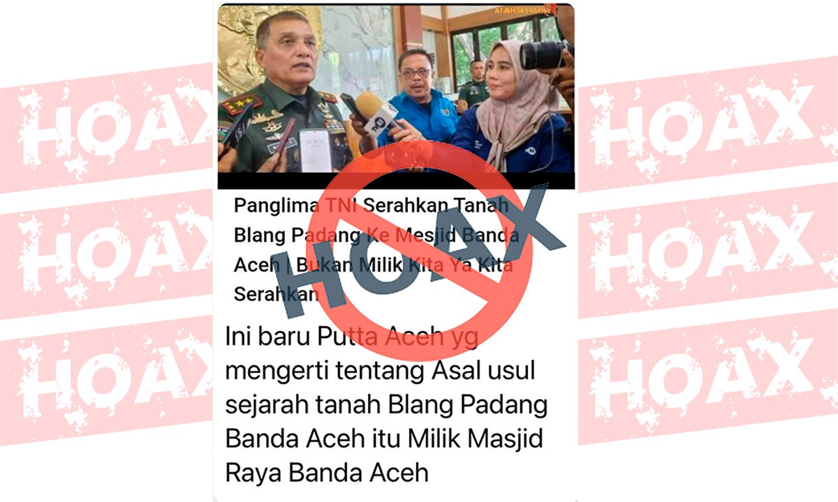 Foto wawancara wartawan dengan Pangdam IM di Balee Sanggamara Makodam IM, Senin 12 Agustus 2024 dan keterangan (narasi) yang dipelintir oleh pelaku. (Foto: dari medsos)