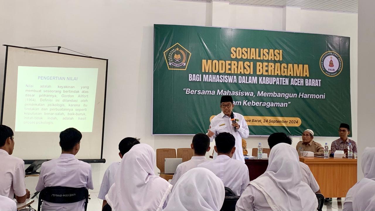 FKUB dan Kemenag Aceh Barat Bekali Mahasiswa dengan Pemahaman Moderasi Beragama. (Foto: Kemenag Aceh)