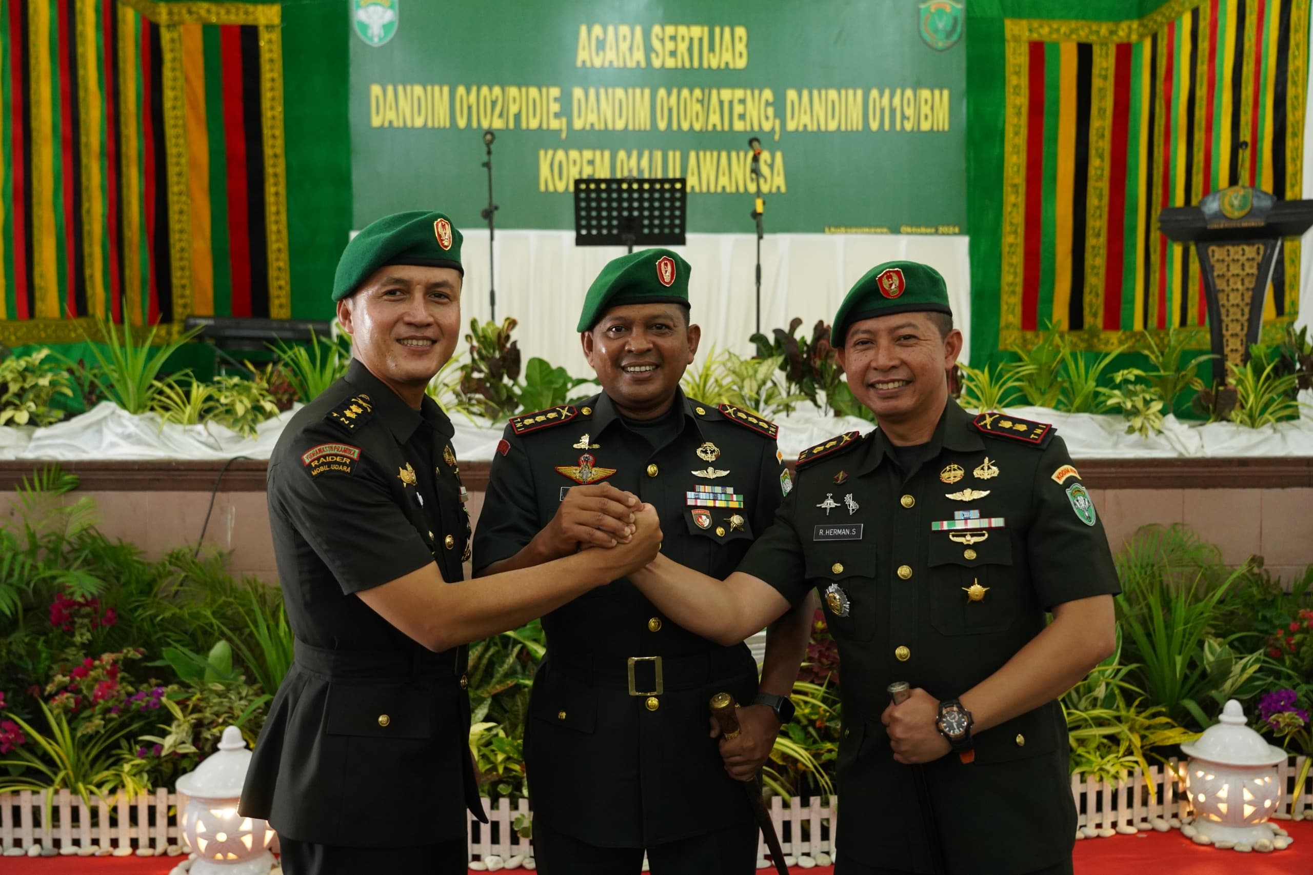 Danrem 011/Lilawangsa Ali Imran Pimpin Sertijab Tiga Dandim. (Foto: For Nukilan)