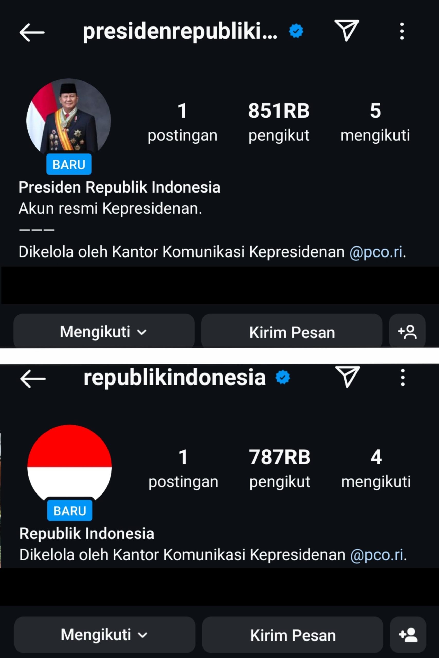 Presiden dan Negara RI Kini Hadir di Instagram. (Foto: Tangkapan Layar)