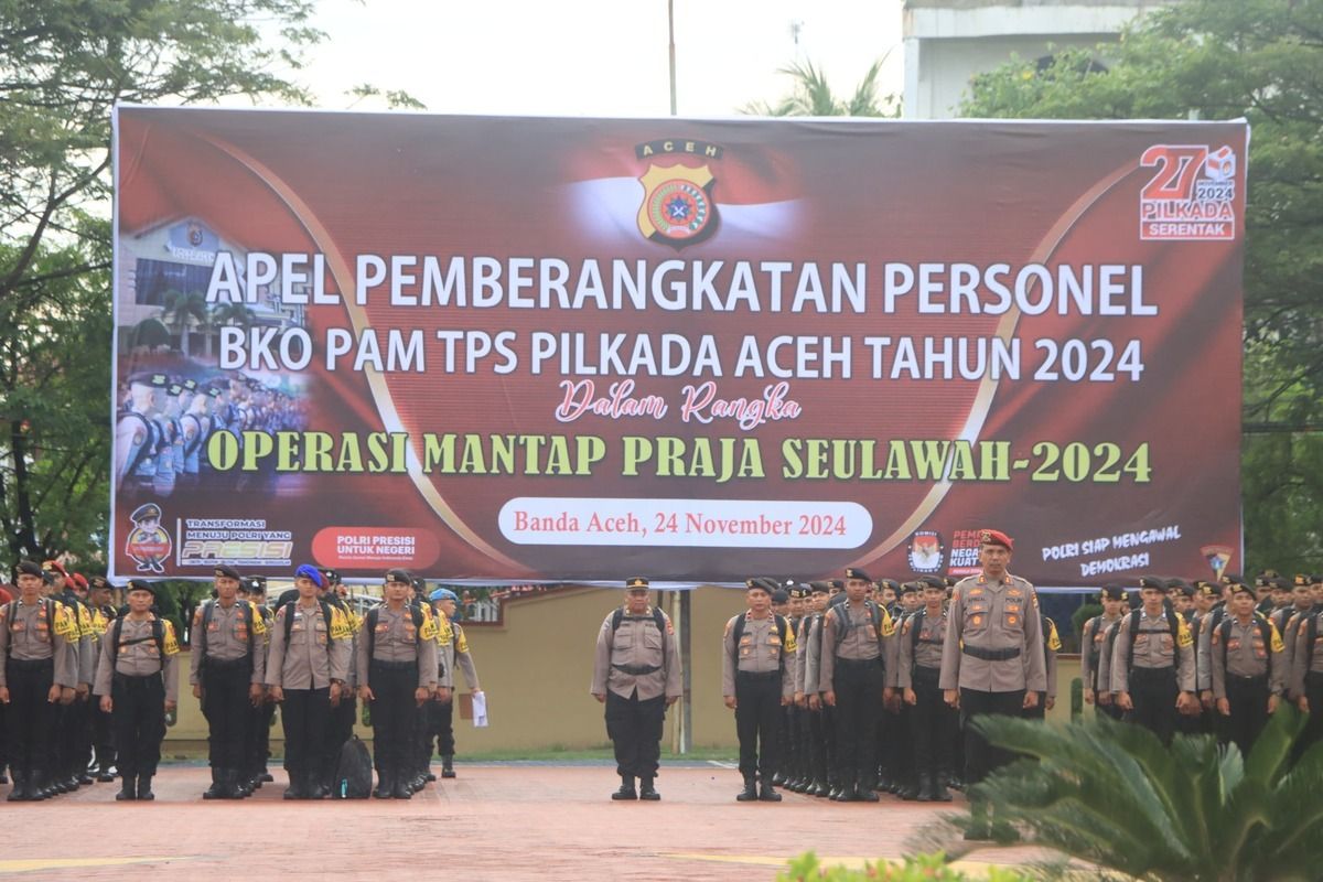 Polda Aceh Kerahkan 1.143 Personel untuk Amankan TPS Pilkada 2024. (Foto: Humas Polda Aceh)